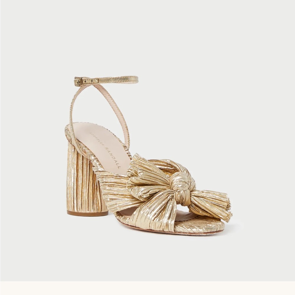Loeffler Randall Gold Heels with Strappy Design